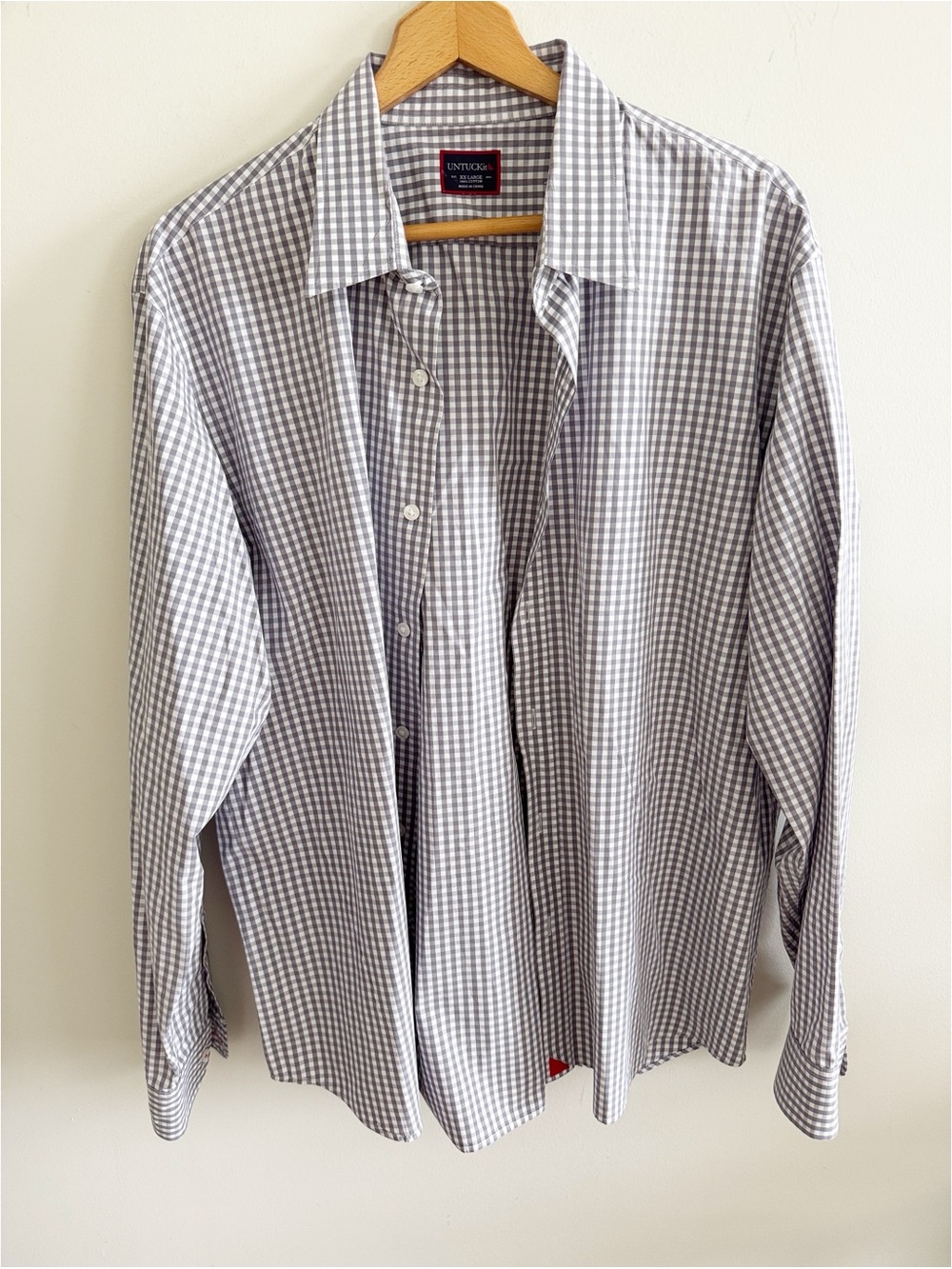 UnTuckit button down shirt gray plaid size XXL